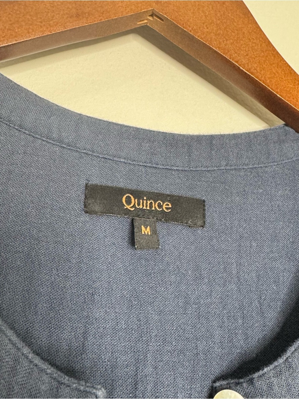 Quince Cotton Gauze Navy Blue Sleeveless Button Front Knee Length Dress Medium - Picture 3 of 7